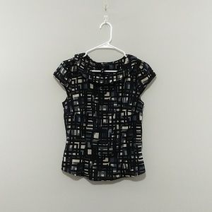 H&M Square Print Flat Collar Top Size 8